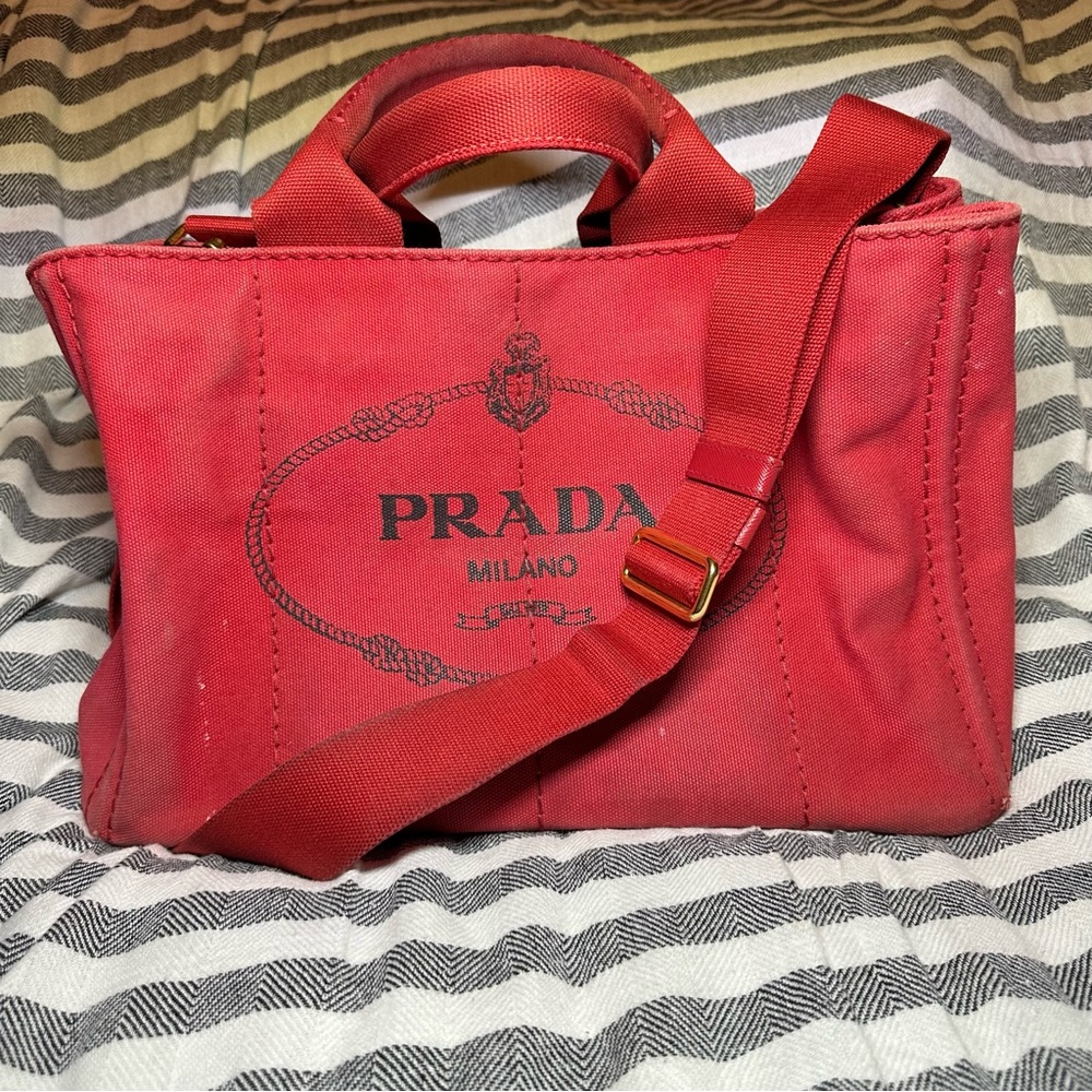 Red PRADA Canapa Bag Medium GUC